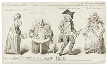 (CARICATURE.) Isaac Cruikshank; after George Moutard Woodward. A Long String of Resolutions for a New Year.